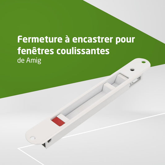 Amig - Serrure à Mortaise Pour Fenêtres Et Portes Coulissantes En Aluminium Mod.3800, Serrure à Crochet Encastrée, Finition Aluminium En Blanc