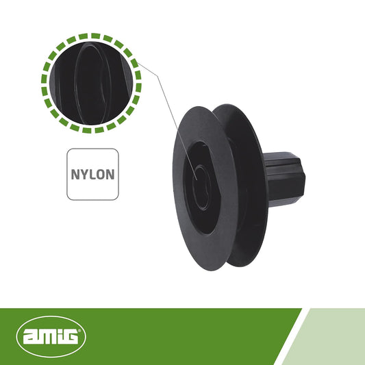 Amig - Poulie à Disque En Nylon Noir Pour Roulement D’axe De Volets Roulants - Pour Courroies De 18 Mm, Tubes De 42 Mm Et Châssis En Aluminium - Diamètre Ø140 Mm