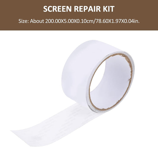 Angoily Kit De Réparation De Porte Moustiquaire Blanc Auto-adhésif En Pvc Résistant La Déchirure, Bande D'écran 5cm X 2m Pour Réparation Facile De Fenêtres Et Portes