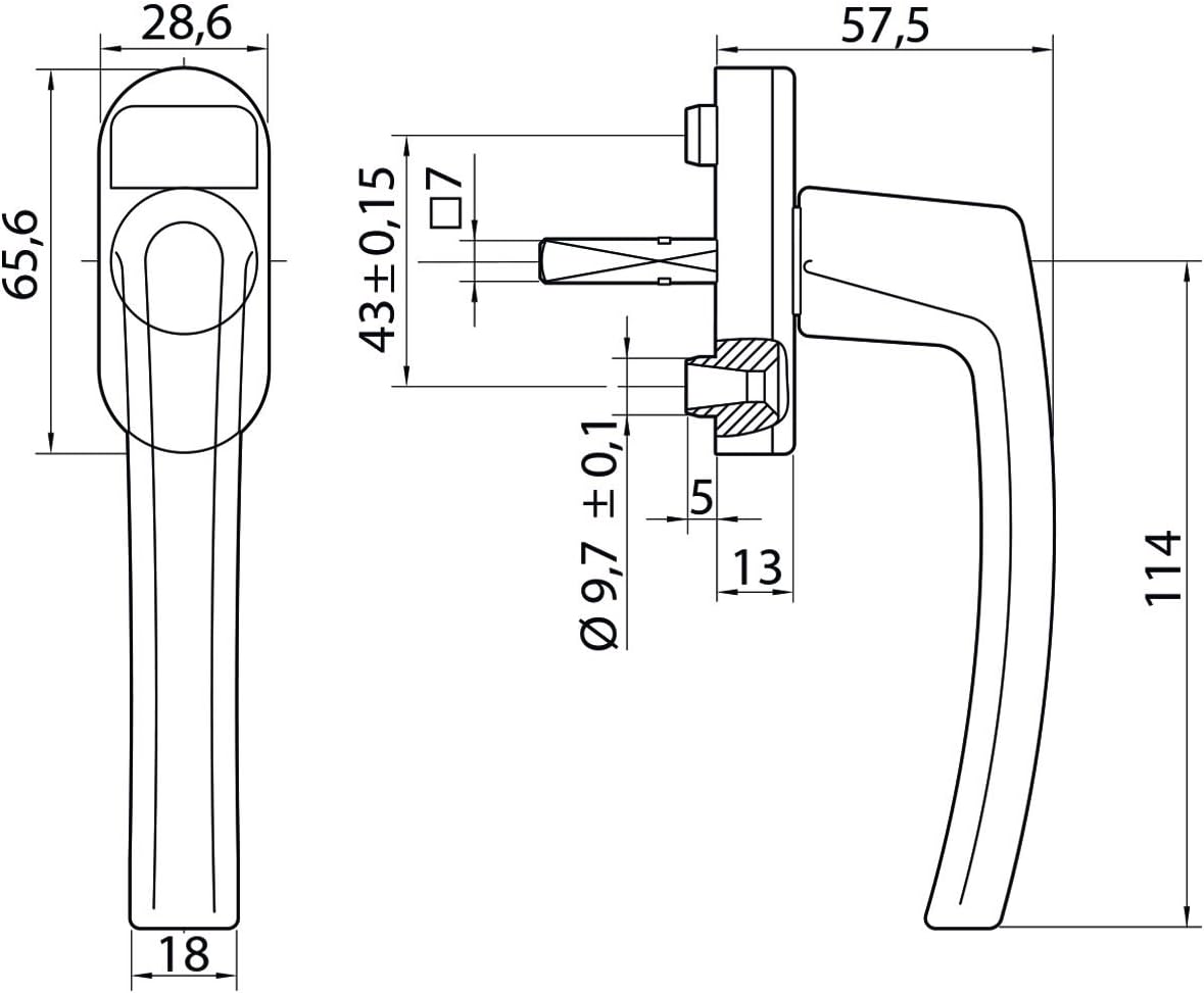 Roto Roto Line Concealed Screw Window Handle 7 X 35 Mm Aluminium Anodised Champagne Silver