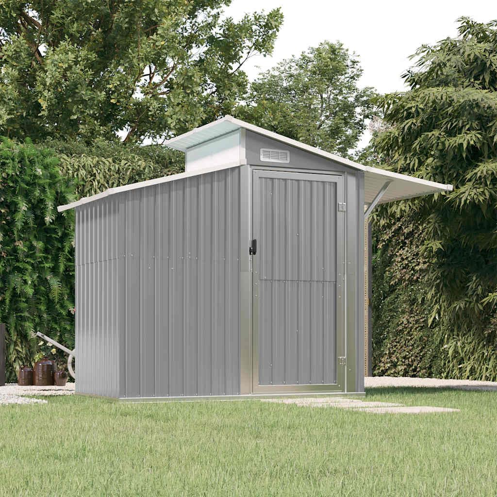 Abri De Jardin Vert En Métal Galvanisé 270x130x208,5 Cm Avec Porte, Aération Et Panneau PC, Rangement Spacieux Pour Outils, Tondeuse, Vélo, Mobilier Extérieur Et Matériel De Jardin
