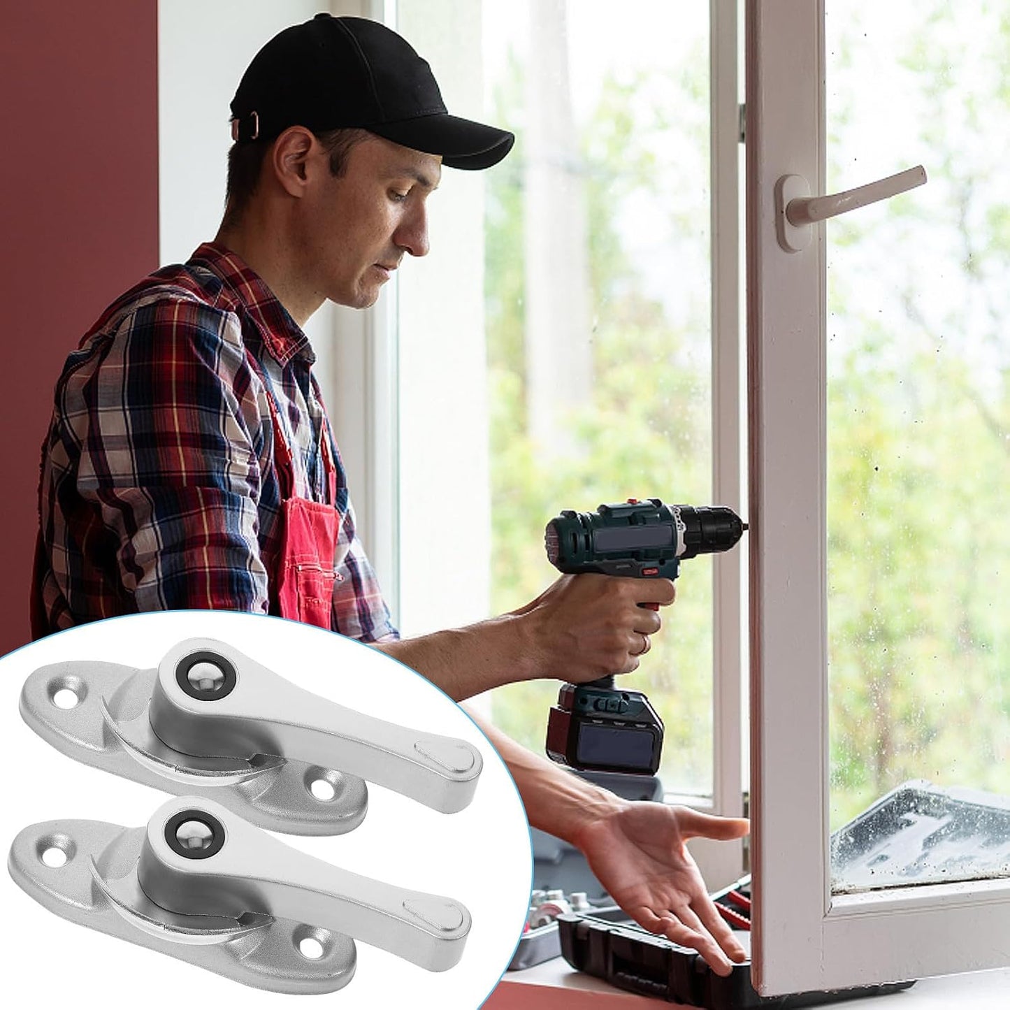 Ciieeo Ensembles De Verrous En Pvc Pour Fenêtre Coulissante Lot De 2 Argenté, Surface Lisse, Garantissant Sécurité Et Intimité Pour Maison Cuisine