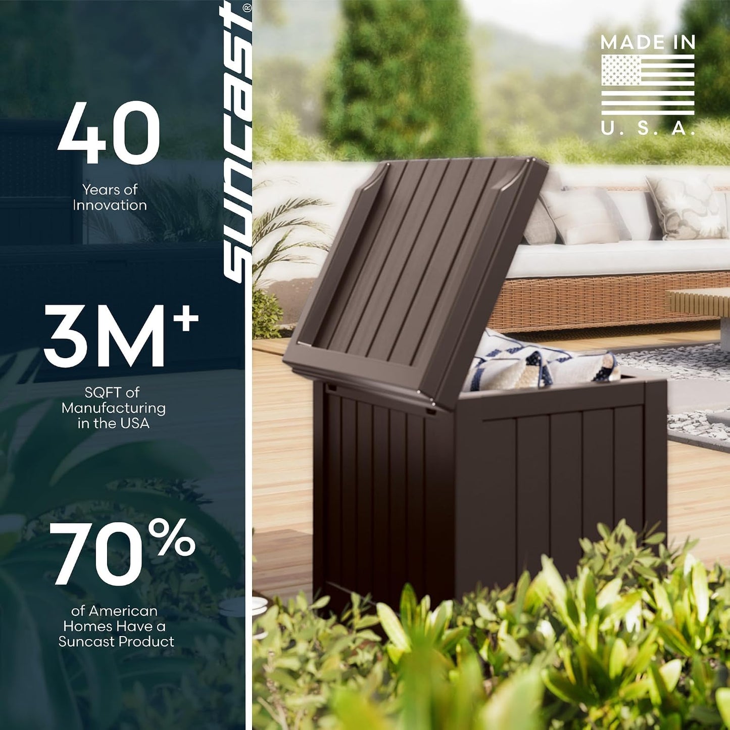 Suncast SSW600J Siège De Rangement 22 Gallon Deck Box