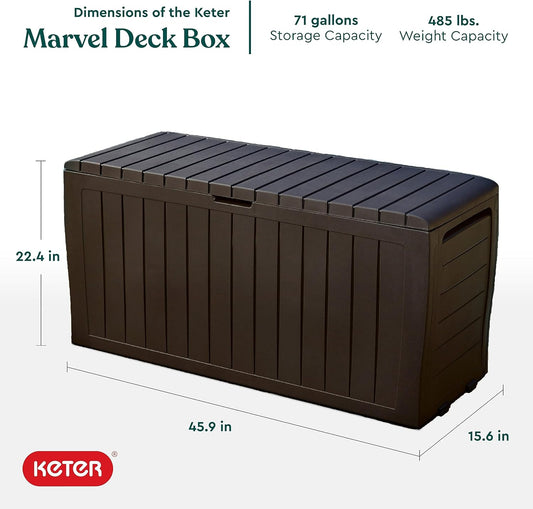 Keter Marvel Plus 71-gallon Toutes Saisons Extérieur Du Pont De Stockage Box – Espresso Marron Marron