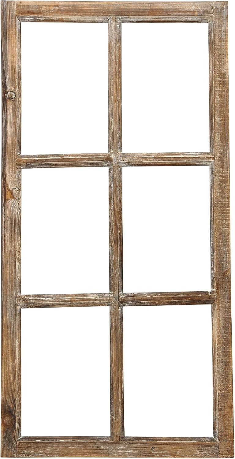 PO Wooden Window Frame 43 Cm X 85 Cm Decorative Window Frame Brown Retro Style