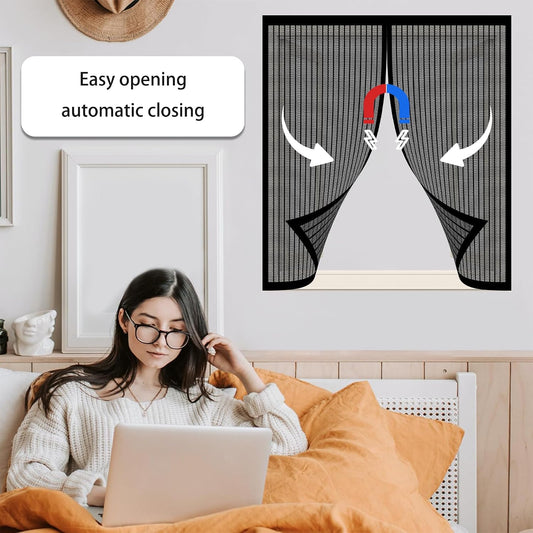 Mosquito Net Window 119 X 100 Cm Roll-Up Magnetic Automatic Stop For Types Of Windows, Black