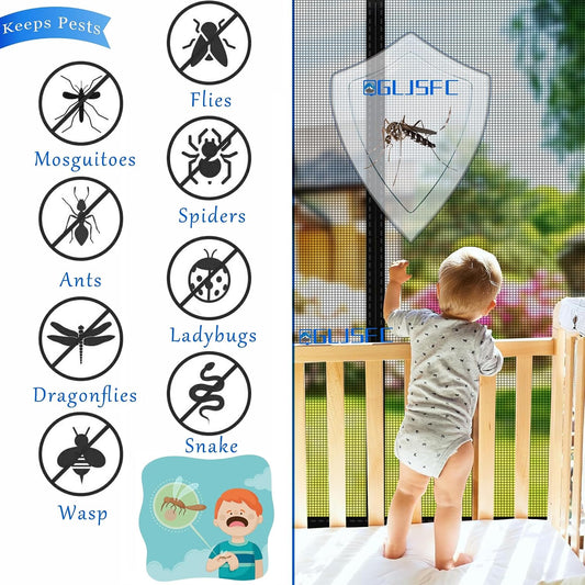 Magnetic Mosquito Net For Windows, 55 X 70 Cm Mesh Curtain, Magnetic Seal Top And Bottom With Automatic Closure, Keeps Fresh Air Inside Black