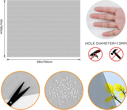 AiQInu Set Of 4 Universal Anti-Mosquito Window Insect Screen With Adhesive Tape - Fine Mesh - No Drilling Required