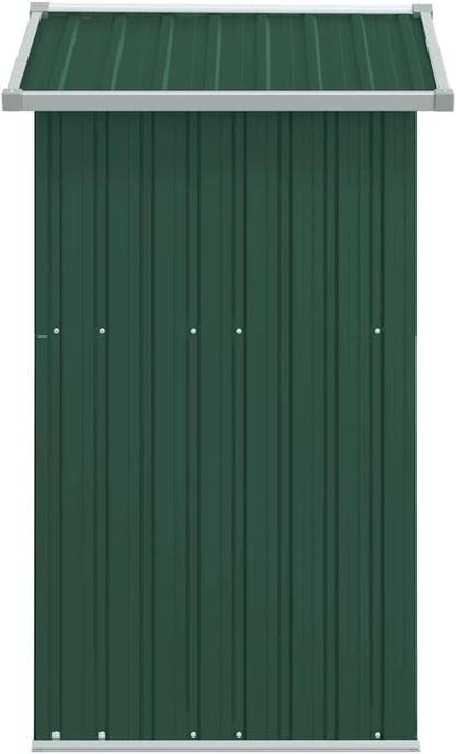  Abri De Jardin Vert 126x97,5x177 Cm En Acier Galvanisé, Abri De Rangement Extérieur Spacieux Avec Porte Coulissante Et Poignée Pratique Pour Outils De Jardin, équipement