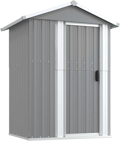  Abri De Jardin Vert 126x97,5x177 Cm En Acier Galvanisé, Abri De Rangement Extérieur Spacieux Avec Porte Coulissante Et Poignée Pratique Pour Outils De Jardin, équipement
