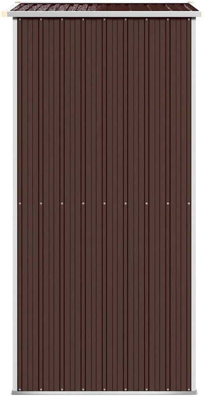  Abri De Jardin Marron Foncé 192x108x223 Cm En Acier Galvanisé, Rangement Extérieur Spacieux Pour Outils De Jardin, équipement De Piscine Et Accessoires, Avec Porte Coulissante