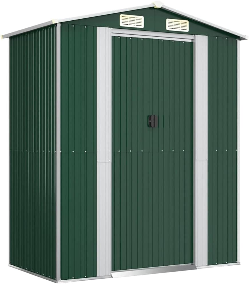  Abri De Jardin Marron Foncé 192x108x223 Cm En Acier Galvanisé, Rangement Extérieur Spacieux Pour Outils De Jardin, équipement De Piscine Et Accessoires, Avec Porte Coulissante