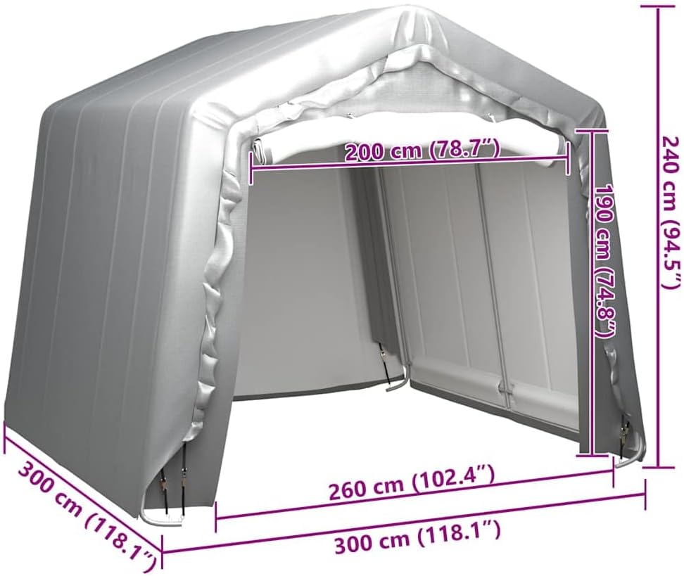  Tente De Rangement 300x300 Cm En Acier Gris, Abri De Jardin En PE Imperméable Avec Structure Acier Galvanisé, Remise Extérieure 3x3 Pour équipements Et événements