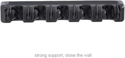  Mop Holder Wall Mounted Mop Holder Broom Garden Tools Storage Hooks Garage Storage 5 Position And 6 Hooks For Home Kitchen Garden (White, 5 Positions)