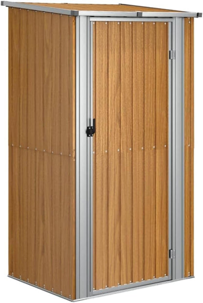  Abri De Jardin Gris 118,5x97x209,5 Cm En Acier Galvanisé, Abri De Rangement Extérieur Avec Toit En Pente Et Porte Verrouillable Pour Outils