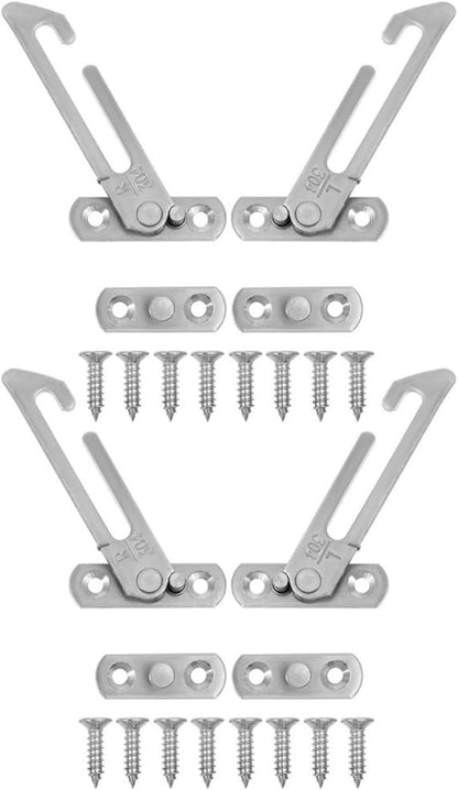  Artibetter 4 Pièces Limiteur De Sécurité D'angle D'ouverture En Acier Inoxydable Argenté, Bloque Fenêtre Coulissante Réutilisable Friction Renforcée Pour Sécurité Garçon Et Filles