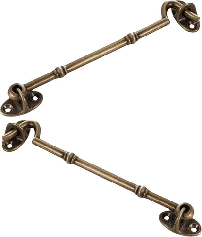  Angoily Lot De 2 Loquets à Crochet En Laiton 14 CM Verrou De Porte Intérieure Pour Fenêtres Et Portes Coulissantes Finition Bronze Ancien Verrou De Style Crochet Pour Maison Et Cabane