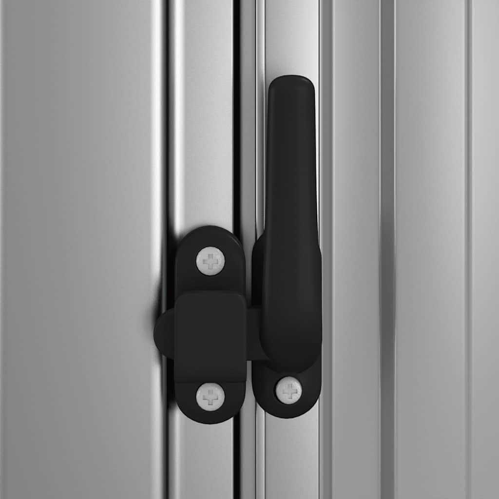  Abri De Jardin Gris 118,5x97x209,5 Cm En Acier Galvanisé, Abri De Rangement Extérieur Avec Toit En Pente Et Porte Verrouillable Pour Outils