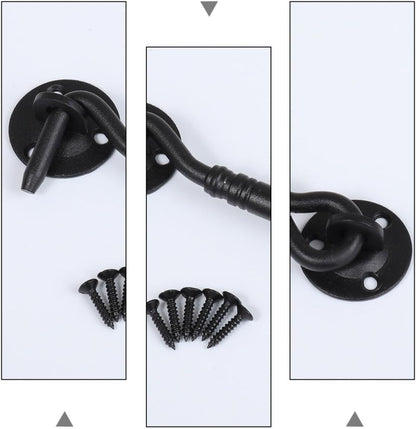  OUNONA Loquet à Crochet En Acier Inoxydable Mat Noir Serrure De Sécurité Pour Porte De Grange Et Fenêtre Verrouillage Solide Pour Portail Coulissant Quincaillerie De Fenêtre