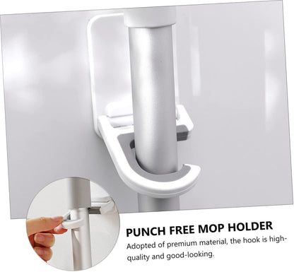  Angoily 9 Pieces Hook For Wall Mop Holder White Wall Clip Silica Gel No Punching