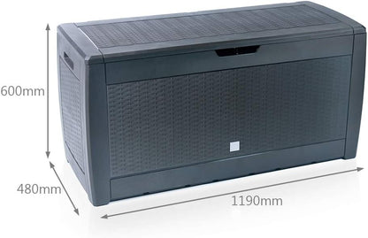  Vounot® Coffre De Rangement Exterieur 310L En PP 119 X 48 X 60 CM Fabriqué En Europe Style Polyrotin Anthracite