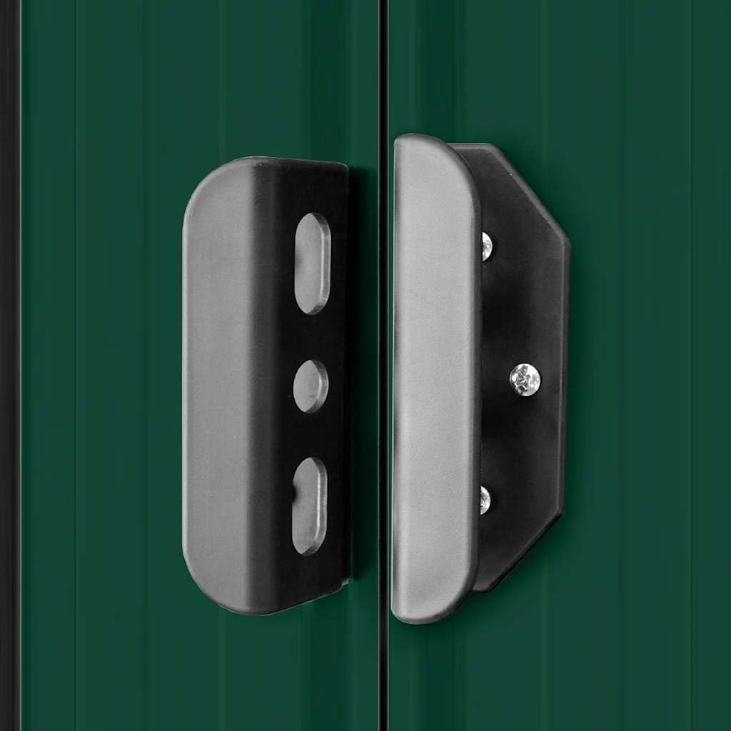  Abri De Stockage Jardin En Métal Vert 257 X 205 X 178 Cm Avec Double Porte Coulissante, Ventilation Optimale, Cadre Acier Galvanisé, Espace Rangement Outils Et Matériel Extérieur