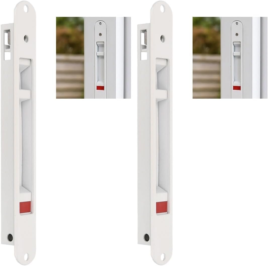  Amig - Recessed Lock For Aluminium Windows And Sliding Doors - Recessed Hook Lock - Dimensions: 174 X 23 Mm - Colour White - Rounded Edge - Installation With Screws