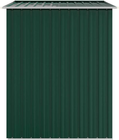  Abri De Jardin Vert En Métal Galvanisé 205x129x183 Cm, Cabanon De Rangement Pour Outils Et Mobilier Extérieur Avec Ventilation Et Portes Doubles