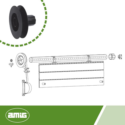  Amig - Poulie à Disque En Nylon Noir Pour Roulement D’axe De Volets Roulants - Pour Courroies De 18 Mm, Tubes De 42 Mm Et Châssis En Aluminium - Diamètre Ø140 Mm