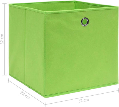 GENERIC Coffre De Rangement, Coffre De Rangement Pour Coussins D'extérieur, Coffres De Rangement D'extérieur Imperméables 4 Pièces Vert 32x32x32 Cm Tissu