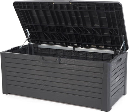  Avilia Coffre De Rangement Avec Assise Et Coussin D'extérieur 340L - Anthracite