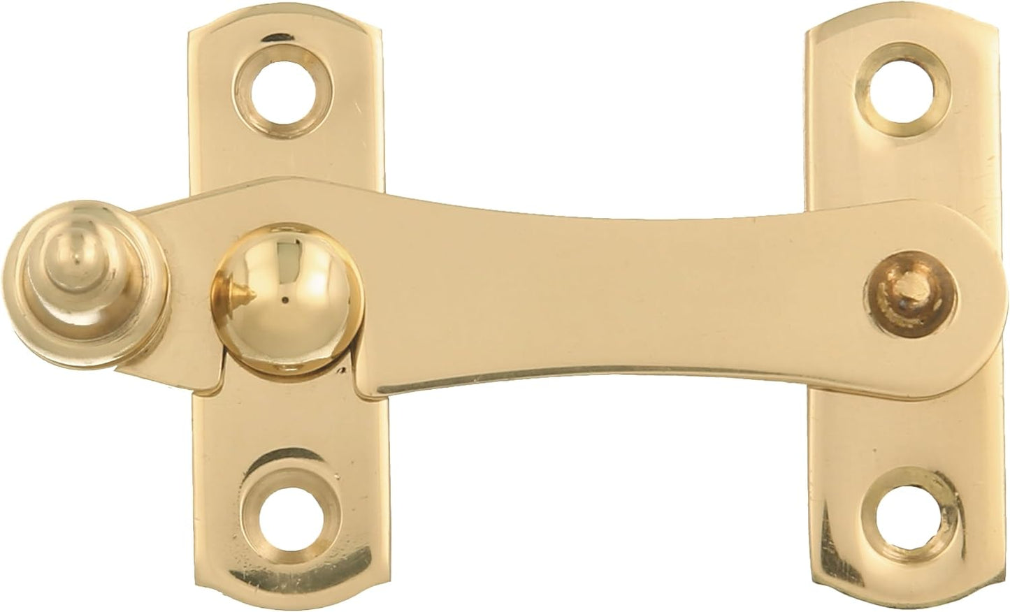  Amig - Golden Latch For Shutters With Reverse Hook Mod. 3 | 75 X 46 Mm | Polished Brass | Anti-Impact And Breakage Security Closure For Windows | Includes Screws