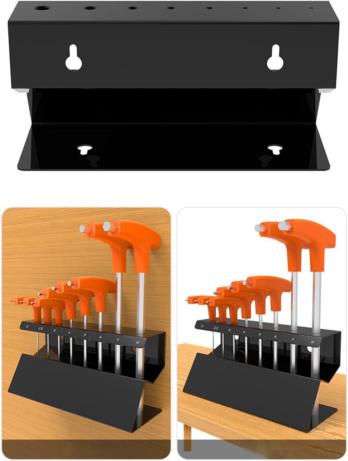  Organiseur De Clés – Support Mural Hexagonal En Acier Inoxydable Pour Garage, Atelier Avec Fonction D'économie D'espace, Porte-outils Pour Réparation De Maison, Salon, Magasin, Solution D'organisation