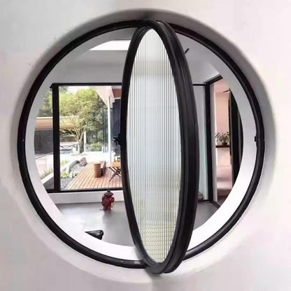  Round Rotating Window Aluminum Alloy Window Wall Mounted Tempered Glass Porthole With Handle Decorative Casement Window For Kitchen And Home, White 3.5cm/21.6"