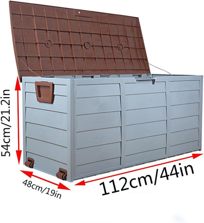  Grande Boîte De Terrasse De 65 Gallons,organisateur De Rangement Extérieur Avec Ouverture De Verrouillage, Boîte De Rangement Extérieure étanche Avec Poulies Inférieures, Pour Meubles De Patio ( Color
