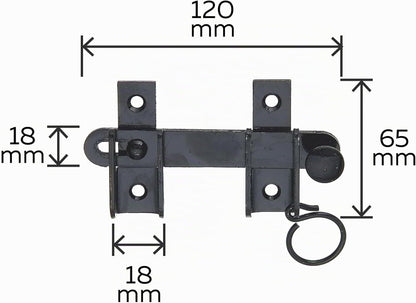  Alberts 307653 Flap Closure | With Stop | Black Lacquered | Size 120 X 65 Mm