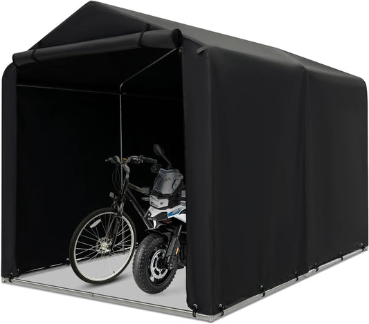  FANTASK Abri De Garage étanche Avec Porte Zippée Enroulable Et Cadre En Métal (Gris Foncé)