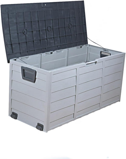  Grande Boîte De Terrasse De 65 Gallons,organisateur De Rangement Extérieur Avec Ouverture De Verrouillage, Boîte De Rangement Extérieure étanche Avec Poulies Inférieures, Pour Meubles De Patio ( Color