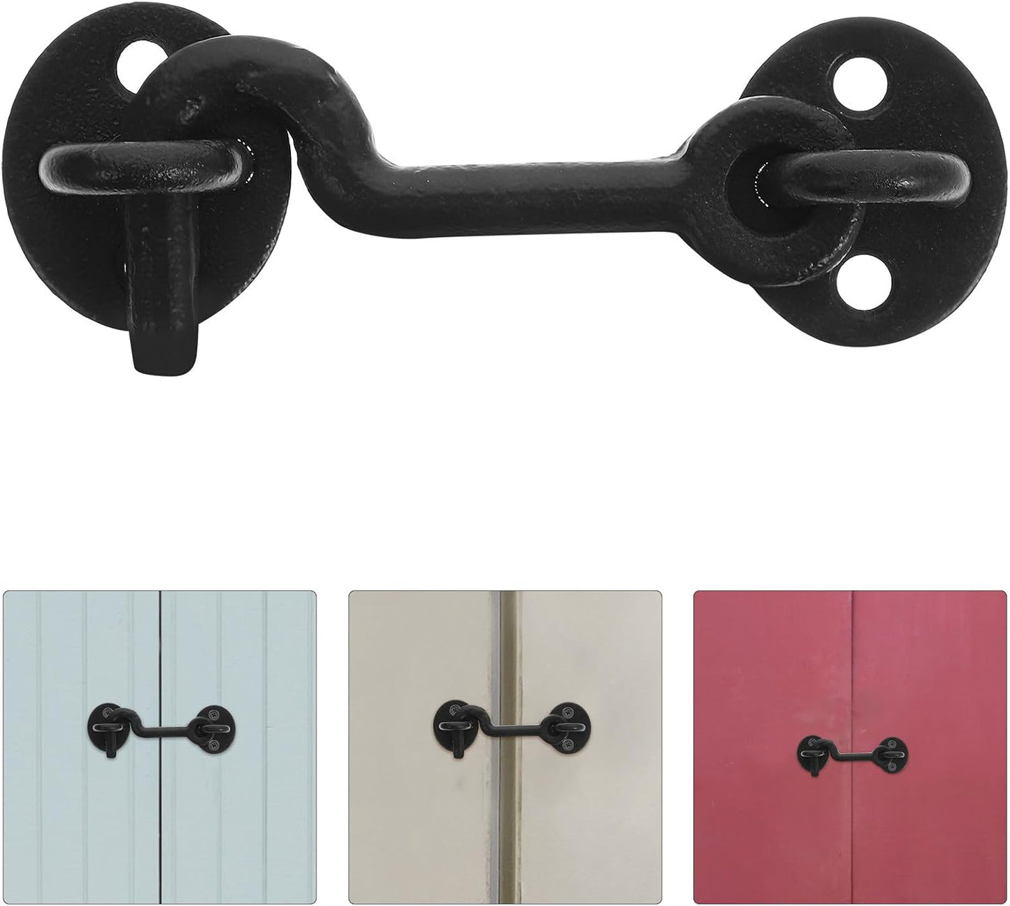  Ciieeo Loquet à Œillet En Fonte Renforcée, Crochet De Fenêtre Ancien En Métal Épais, Résistant à La Corrosion, Avec Vis De Fixation, Pour Porte De Garage Et Placard, Quincaillerie