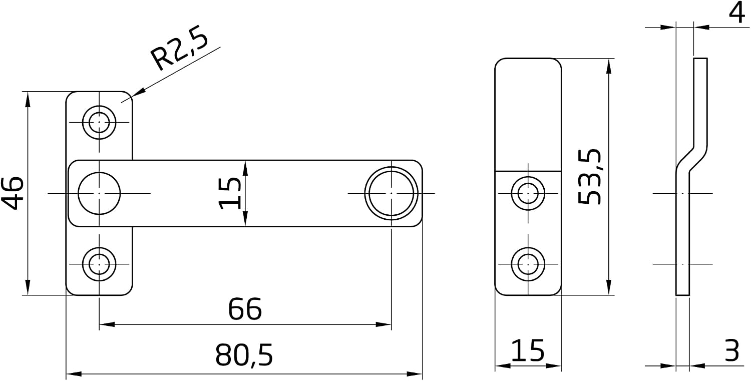  Amig - Levier De Volet Pour Portes, Fenêtres Et Volets | 80 X 46 Mm | Crochet Pour Portes, Fenêtres Et Volets | Serrure Intérieure Et Extérieure | Acier Inoxydable 18/8 Plaqué Argent Brillant
