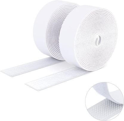  Double Sided Hook And Loop Tape, 20MM X 8M Self Adhesive Tape, Heavy Duty Tape, Interlocking Tape For Photo Frame, Mosquito Net, Carpet, DIY - White