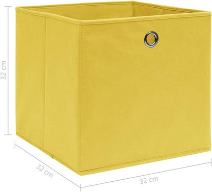 GENERIC Coffre De Rangement, Coffre De Rangement Pour Coussins D'extérieur, Coffres De Rangement D'extérieur Imperméables, 10 Pièces, Jaune, 32 X 32 X 32 Cm, Tissu
