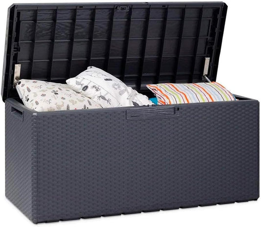  Avilia Coffre De Rangement Avec Assise Et Coussin D'extérieur 340L - Anthracite