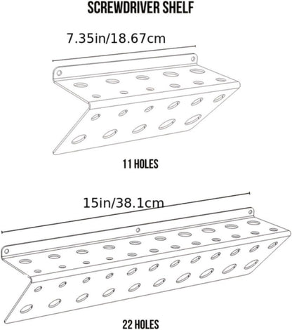  Support De Tournevis, Organisateur D'outils, étagère De Rangement, étagère Murale Pour Atelier, Design Fin Et Peu Encombrant, Construction En Fer, 11 Ou 22 Trous, 38,1 Cm De Long, Finition