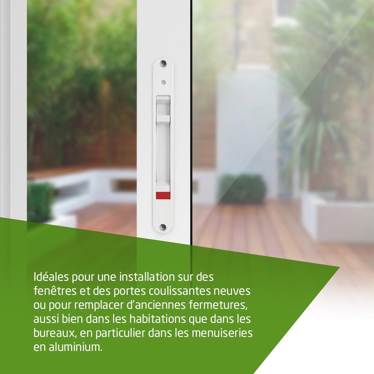  Amig - Recessed Lock For Aluminium Windows And Sliding Doors - Recessed Hook Lock - Dimensions: 174 X 23 Mm - Colour White - Rounded Edge - Installation With Screws