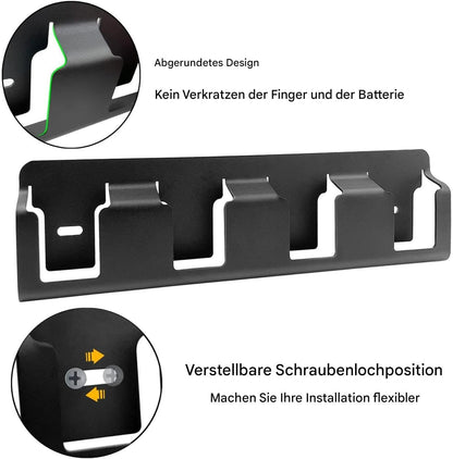  Generisch Organiseur De Piles Mural - Support En Acier Massif Robuste Avec 4 Compartiments - Système De Rangement De Piles 18 V - Pour Salon, Chambre à Coucher, Bureau, Garage, Bureau à Domicile