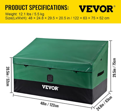  VEVOR Boîte De Rangement D'extérieur En Polyéthylène étanche Avec Cadre Galvanisé, Protection Contre Les Intempéries Et Portable, Pour Camping, Jardin, Piscine Et Cour, Noir Et Vert