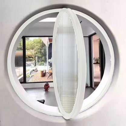  Round Rotating Window Aluminum Alloy Window Wall Mounted Tempered Glass Porthole With Handle Decorative Casement Window For Kitchen And Home, White 3.5cm/21.6"