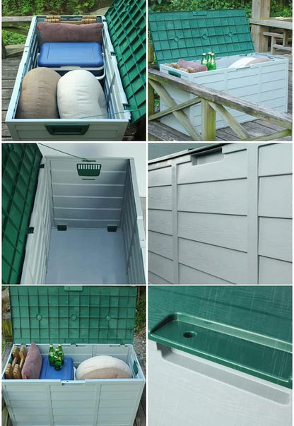  Grande Boîte De Pont En Plastique Avec Couvercle Rabattable, Boîte De Rangement Extérieure Étanche À La Poussière Et Résistante Aux UV, Jouets De Piscine, Outils De Jardin ( Couleur : Gray+brown )