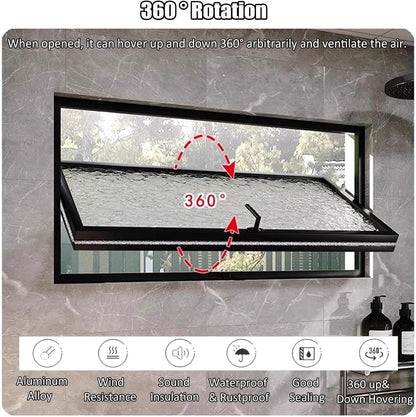  Rectangular Home Window, Ventilated Metal Frame Sliding Window Replacement, 360° Rotatable Tempered Glass Window For Basement, Garage, Bathroom (White, 50 X 30 Cm/19 Inches)